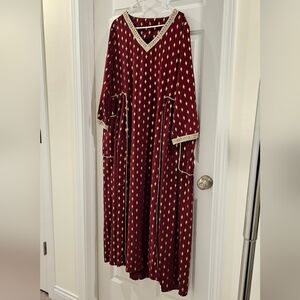 Elegant Maroon and Gold Women's Dress